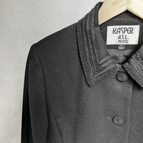 Kasper ASL Black Vintage Wool Blazer - Picture 7 of 15